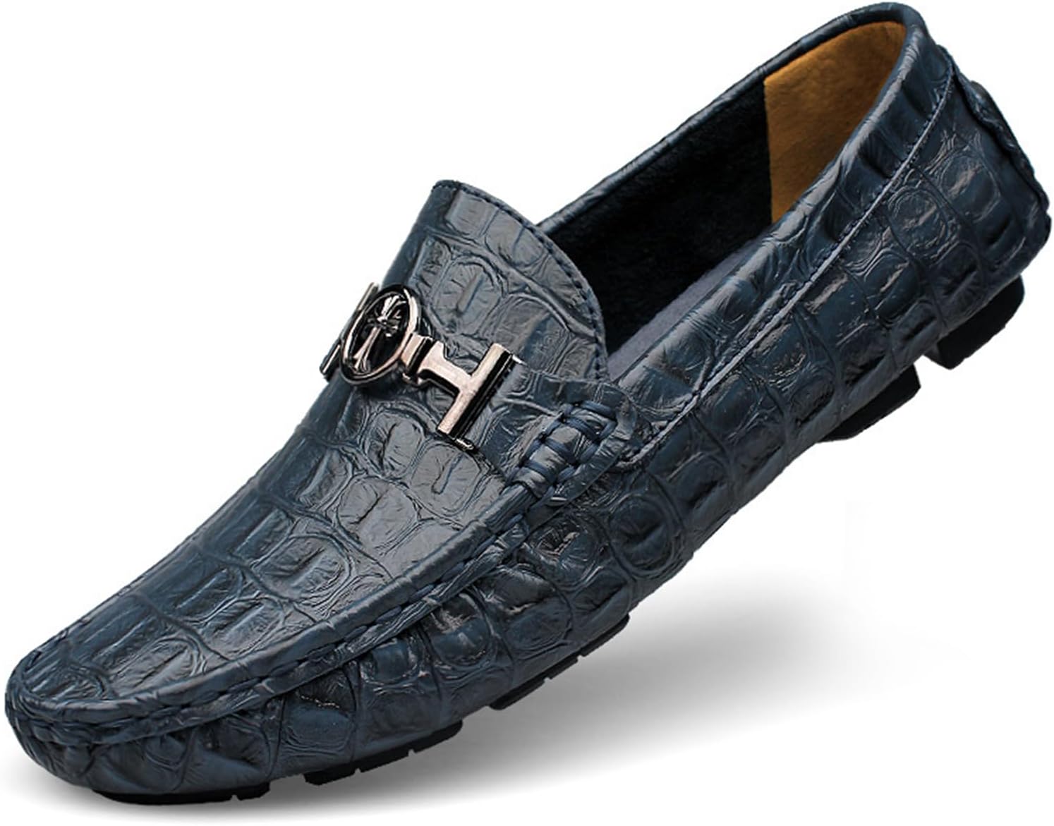 

Мужские мокасины из натуральной кожи, модные слипоны, повседневная обувь, удобные дышащие мужские туфли для вождения Abborora, синий