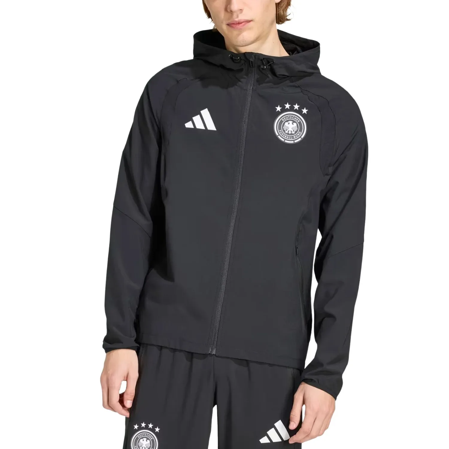 Ветровка Adidas Germany Tiro Travel Full Zip Windbreaker 'Black' — фото 2