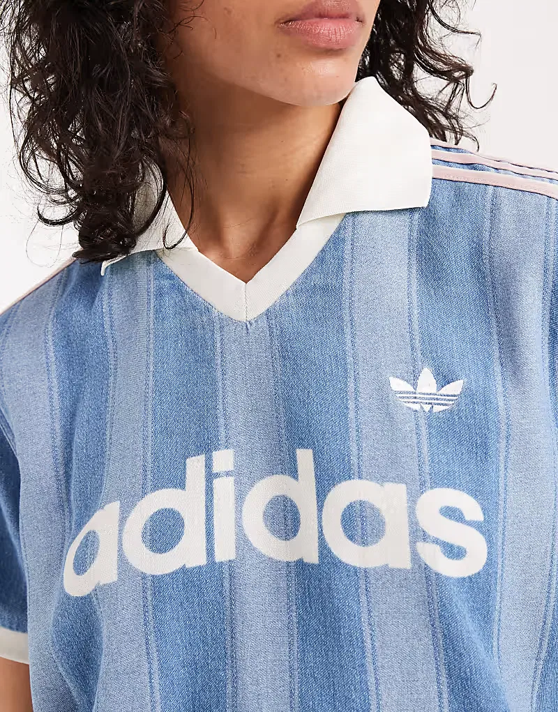 Джинсовая футболка Adidas Originals, синий — фото 3