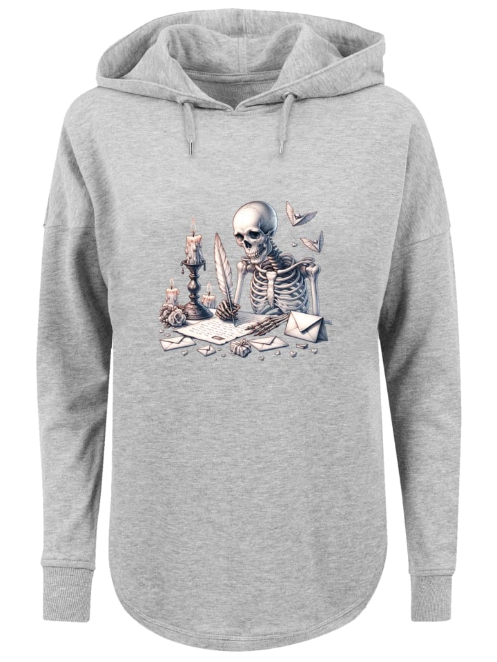 

Толстовка большого размера с изображением скелета и любовного письма ко Дню святого Валентина серого цвета F4NT4STIC