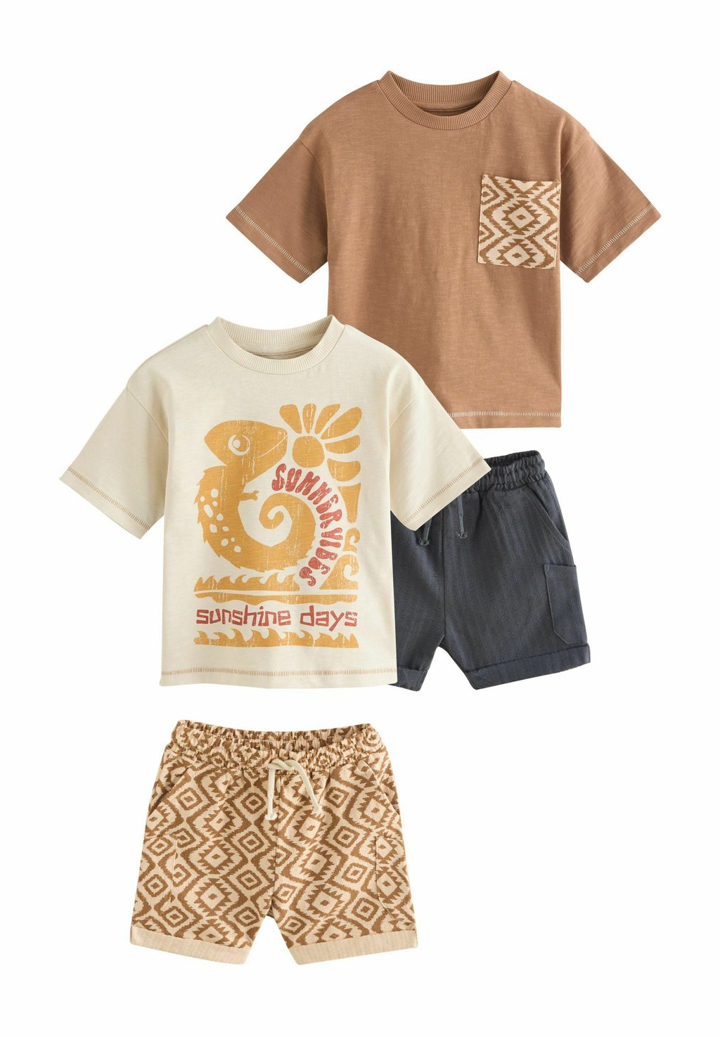 

Футболка с принтом SHORT SLEEVE SET 2 PACK Next, коричневый