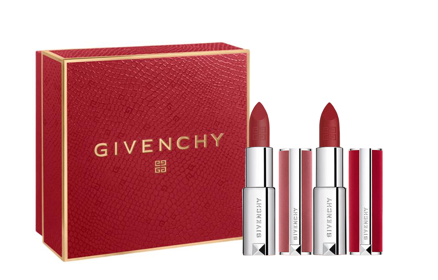 

Givenchy Красная счастливая позолоченная лимитированная двойная коробка помад бархатная легко растушевывается натуральная 3,4 г*2