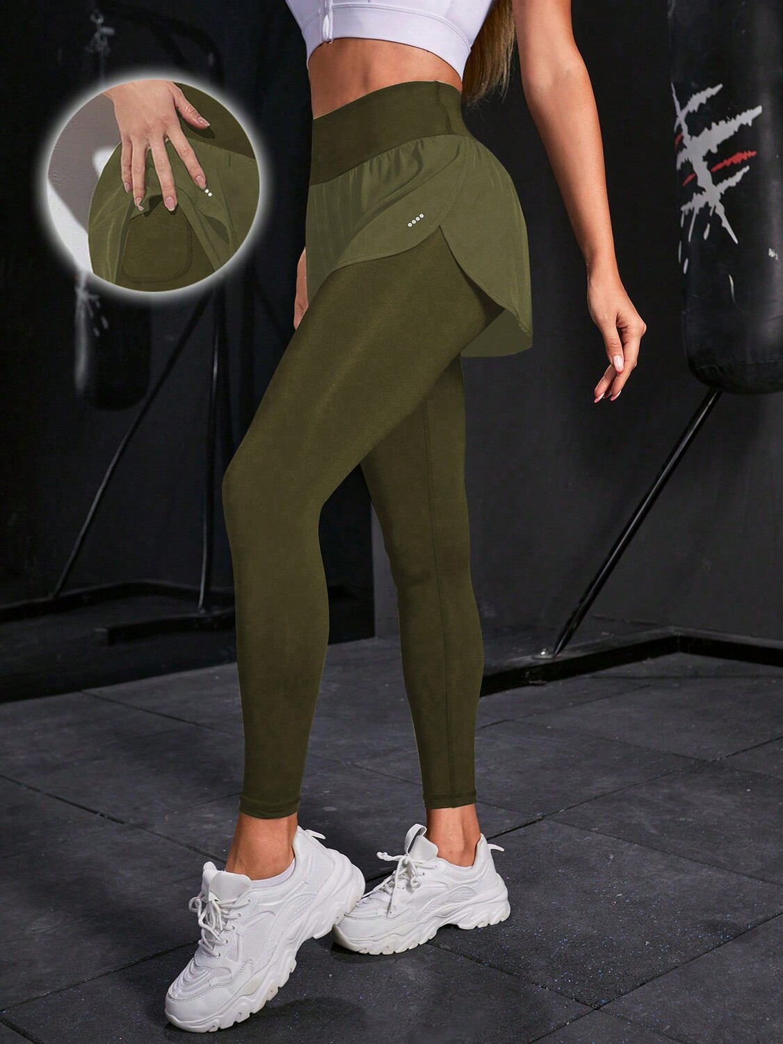 

Леггинсы спортивные Shein с высокой талией, зеленый