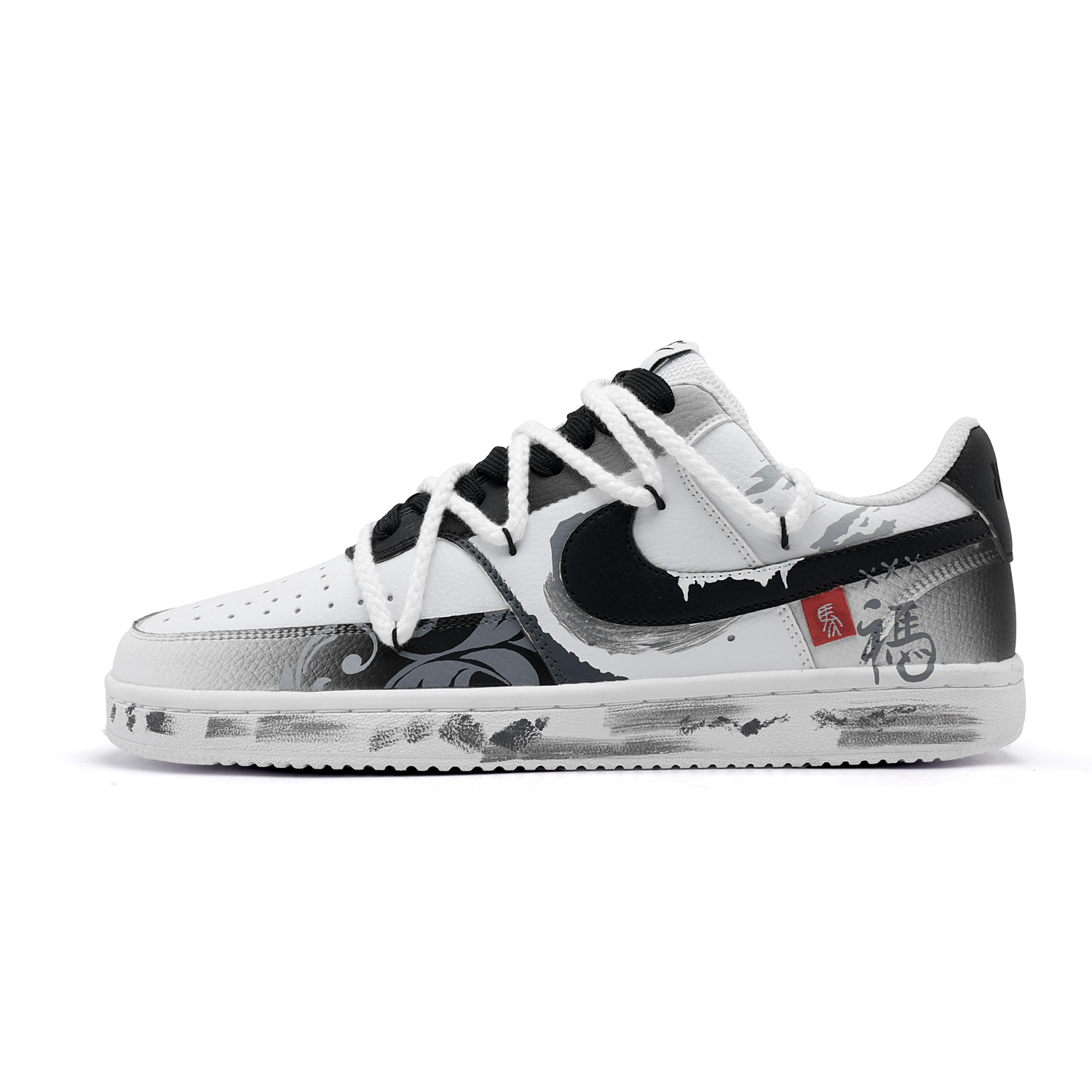 

Nike Мужские низкие скейтборд-кроссовки Court Vision 1 Fu Ma Spring Festival с термоамортизацией, черный и белый