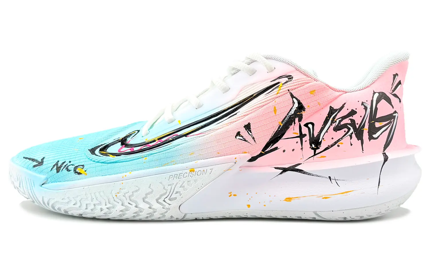 

Nike Баскетбольные кроссовки Precision 7 с амортизацией, износостойкие, низкие, мужские, розово-синие