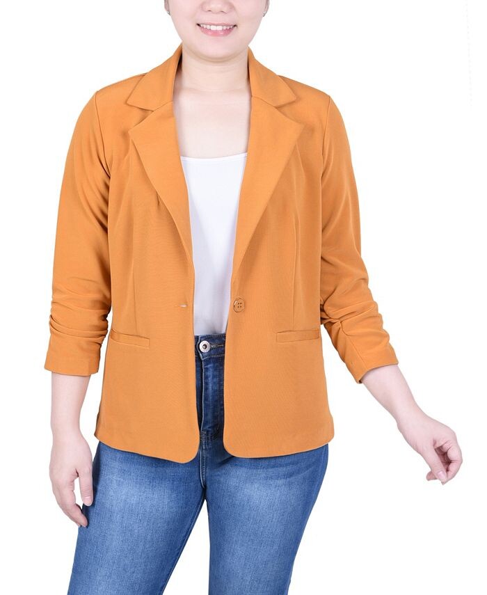 

Миниатюрный вязаный блейзер с рукавами 3/4 NY Collection, золото