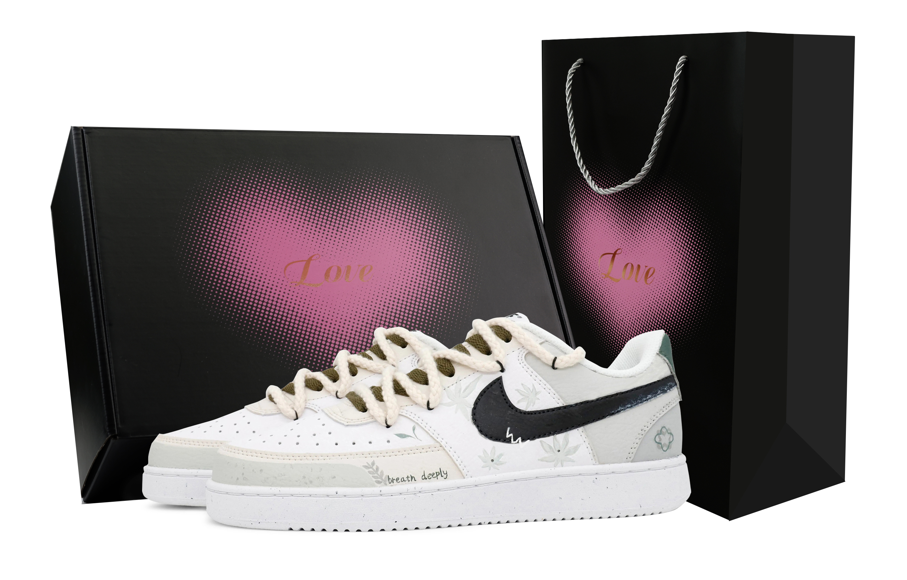 

Nike Кроссовки Court Vision 1 Maple Leaf Light Dance Heart Box с антискользящей амортизацией, низкие, для скейтбординга, мужские, белые