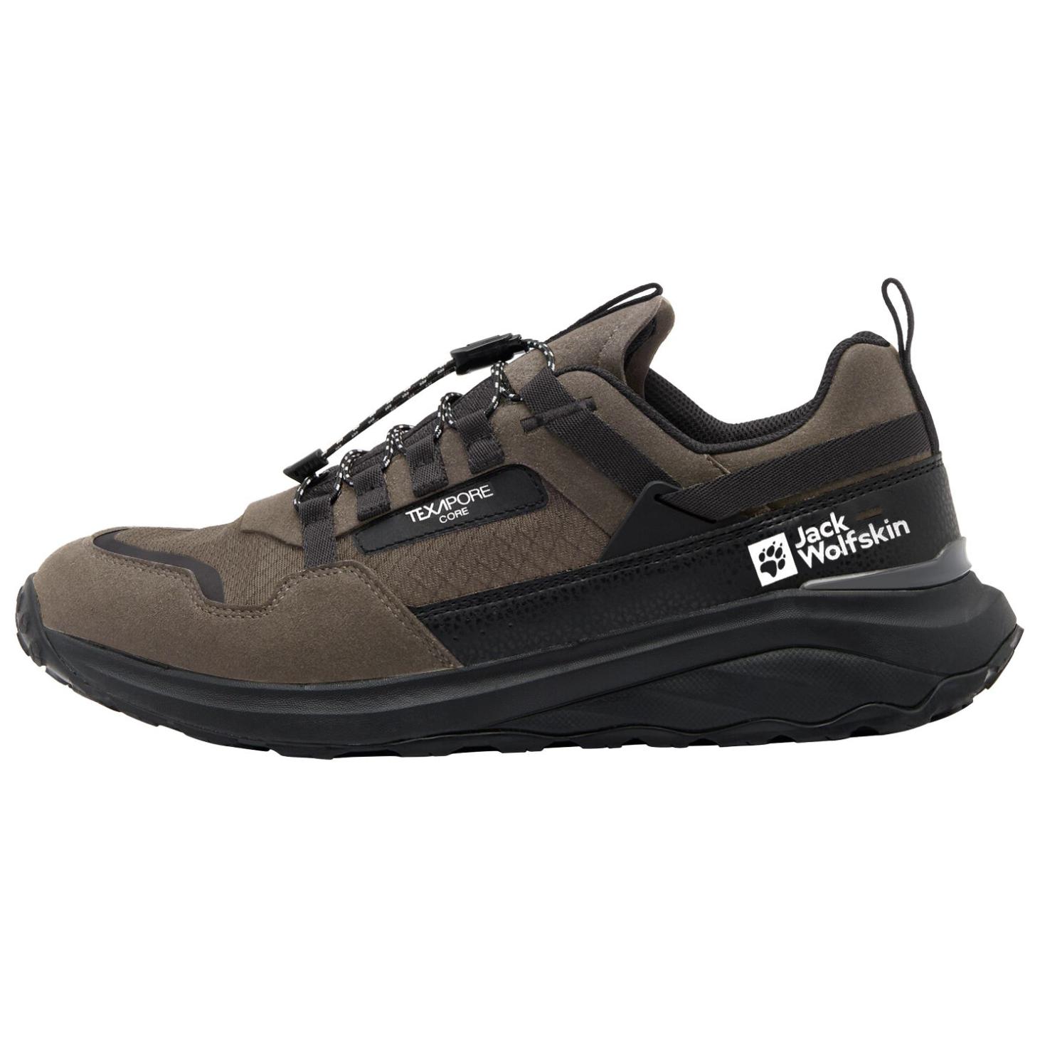 

JACK WOLFSKIN Износостойкие и водонепроницаемые низкие кроссовки для активного отдыха, мужские, цвет черный/умбрия