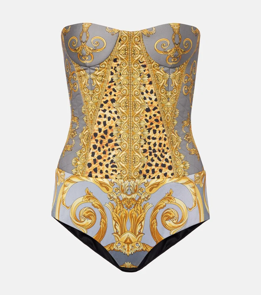 Боди-корсет из хлопка с принтом Versace, мультиколор