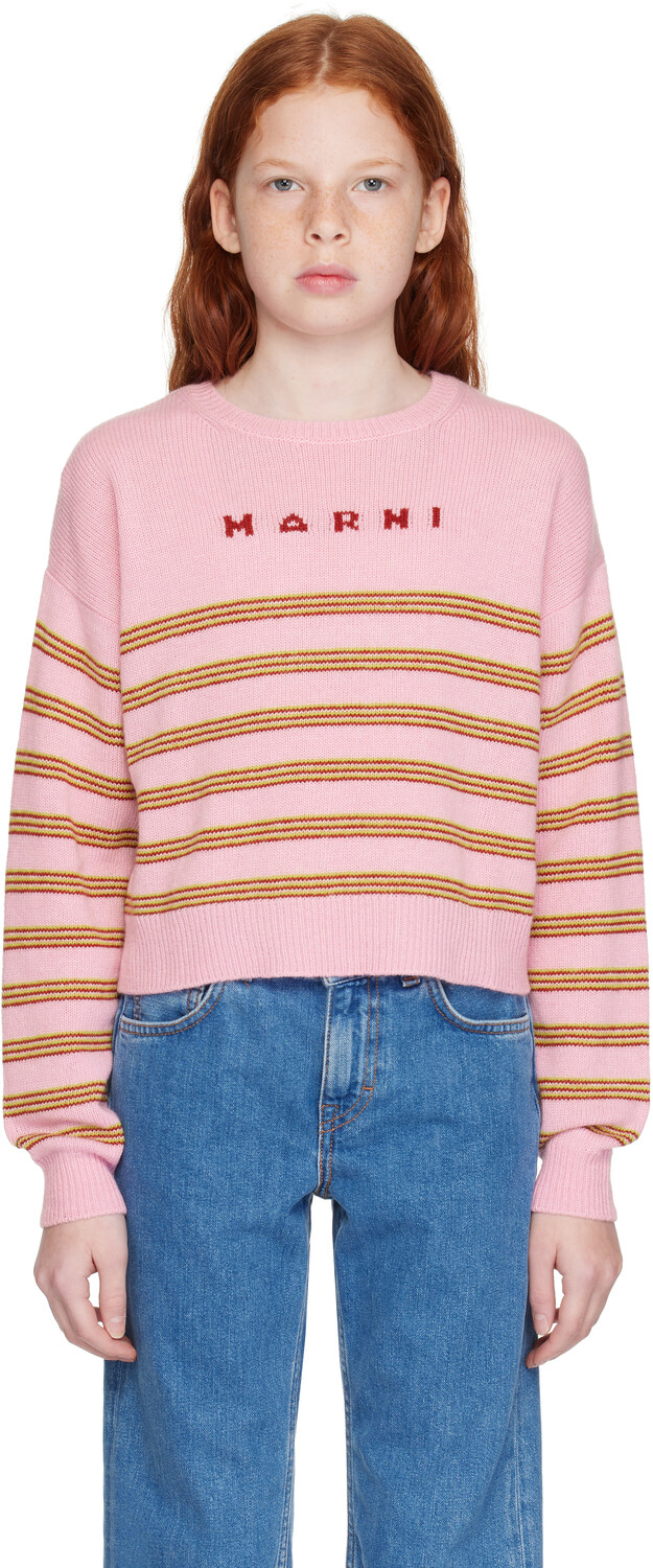 

Детский полосатый свитер Marni, розовый