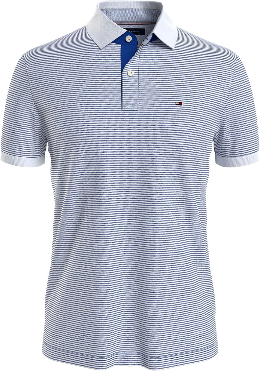 Мужская хлопковая рубашка-поло с короткими рукавами Tommy Hilfiger, индивидуальный пошив, Royalty — фото 3