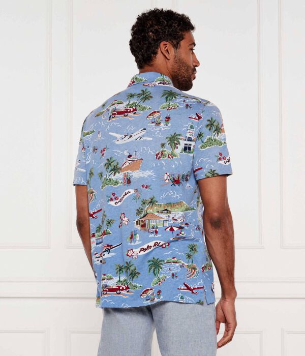 Льняная рубашка поло Classic fit Polo Ralph Lauren, синий — фото 3