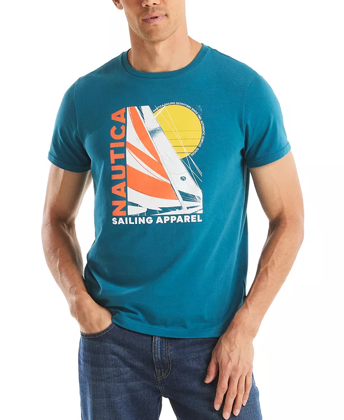 

Мужская футболка с коротким рукавом и принтом парусника Nautica, синий