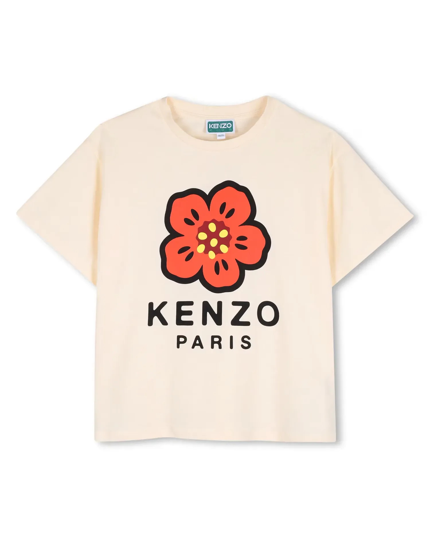 Детская унисекс футболка с коротким рукавом с рисунком спереди из хлопка Kenzo Kids, Natural