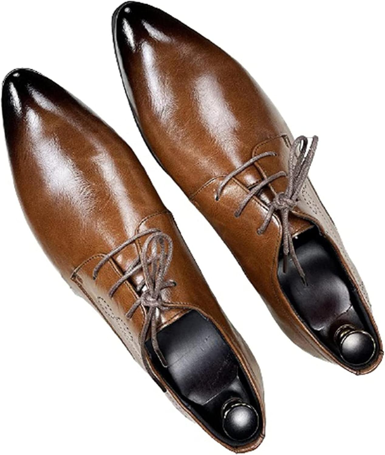 

Мужские деловые кожаные туфли Yiozoi, легкие, противоскользящие, с заостренным носком, на шнуровке, дерби, для свадьбы и офиса, коричневый