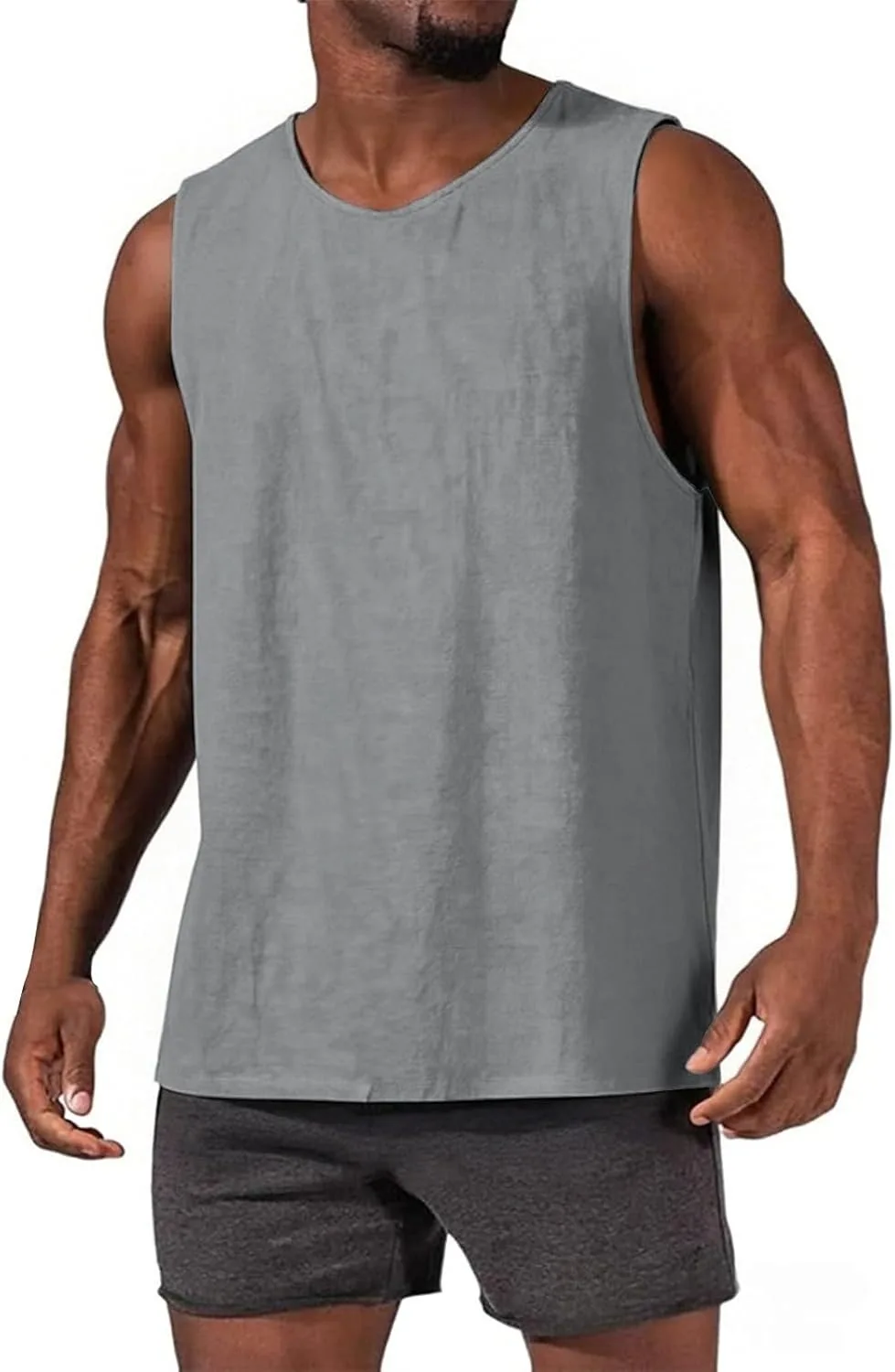 

Мужская хлопковая льняная рубашка без рукавов Loose Fit