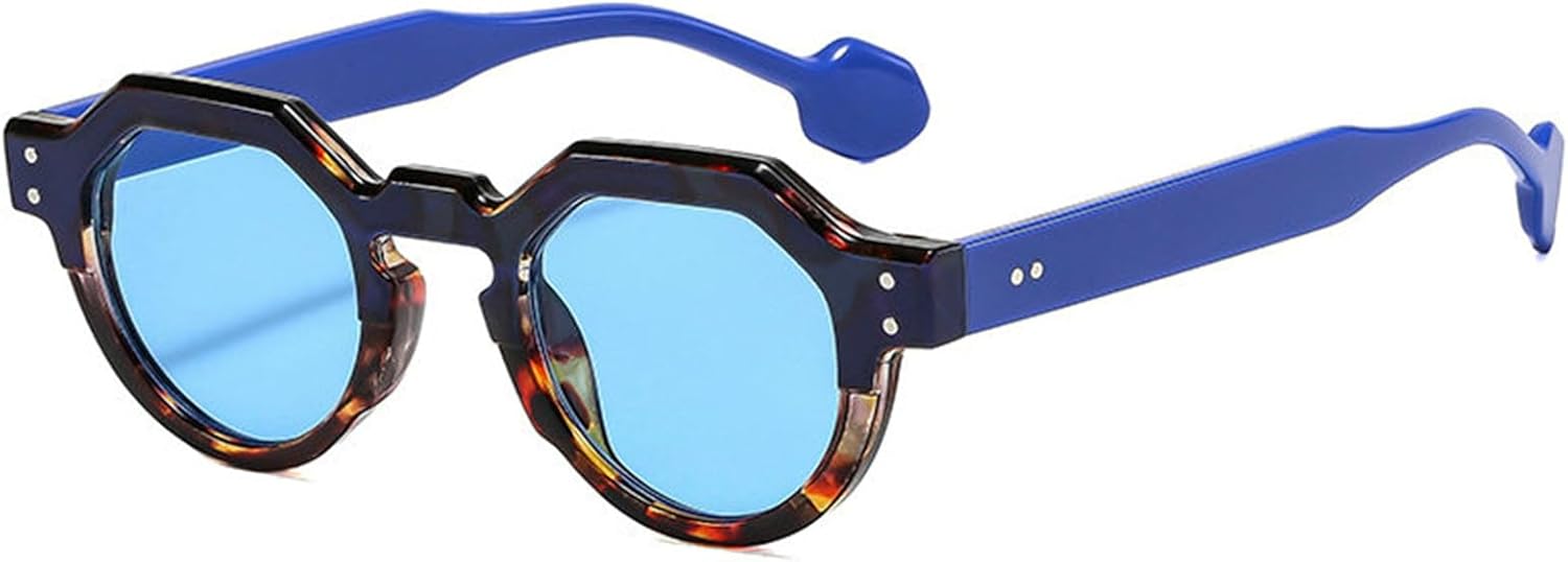 

Willochra Модные круглые солнцезащитные очки для женщин в стиле ретро 90-х с заклепками, защита от УФ-излучения UV400; мужские модные многоугольные панк-солнцезащитные очки, C6