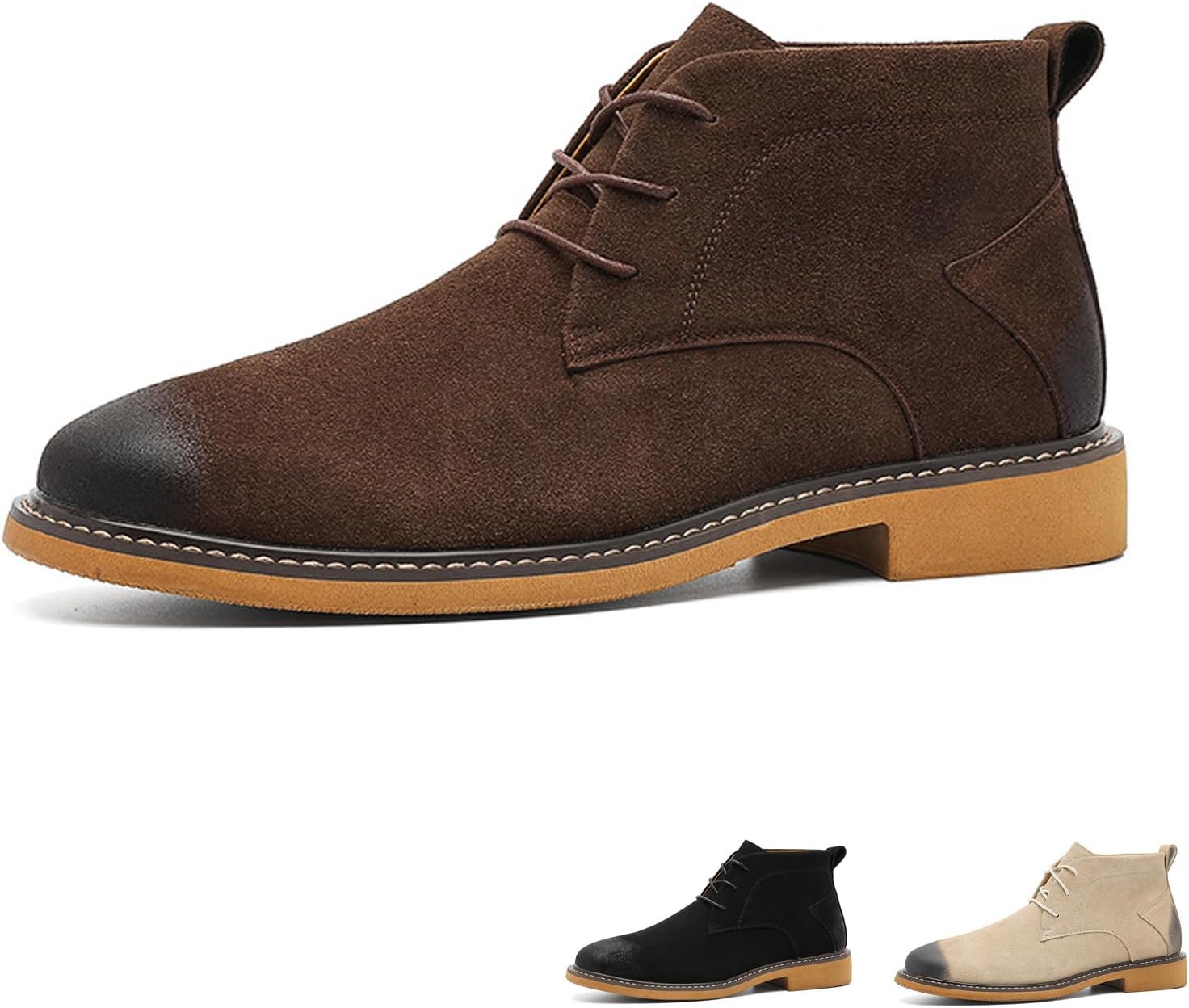 

Мужские ботинки NSNEOND Chukka с замшей, круглым носком, каблуком-блоком, ретро-стиля, удобные, на шнуровке, высокие, с низким каблуком, повседневные оксфорды для работы и вождения, коричневый