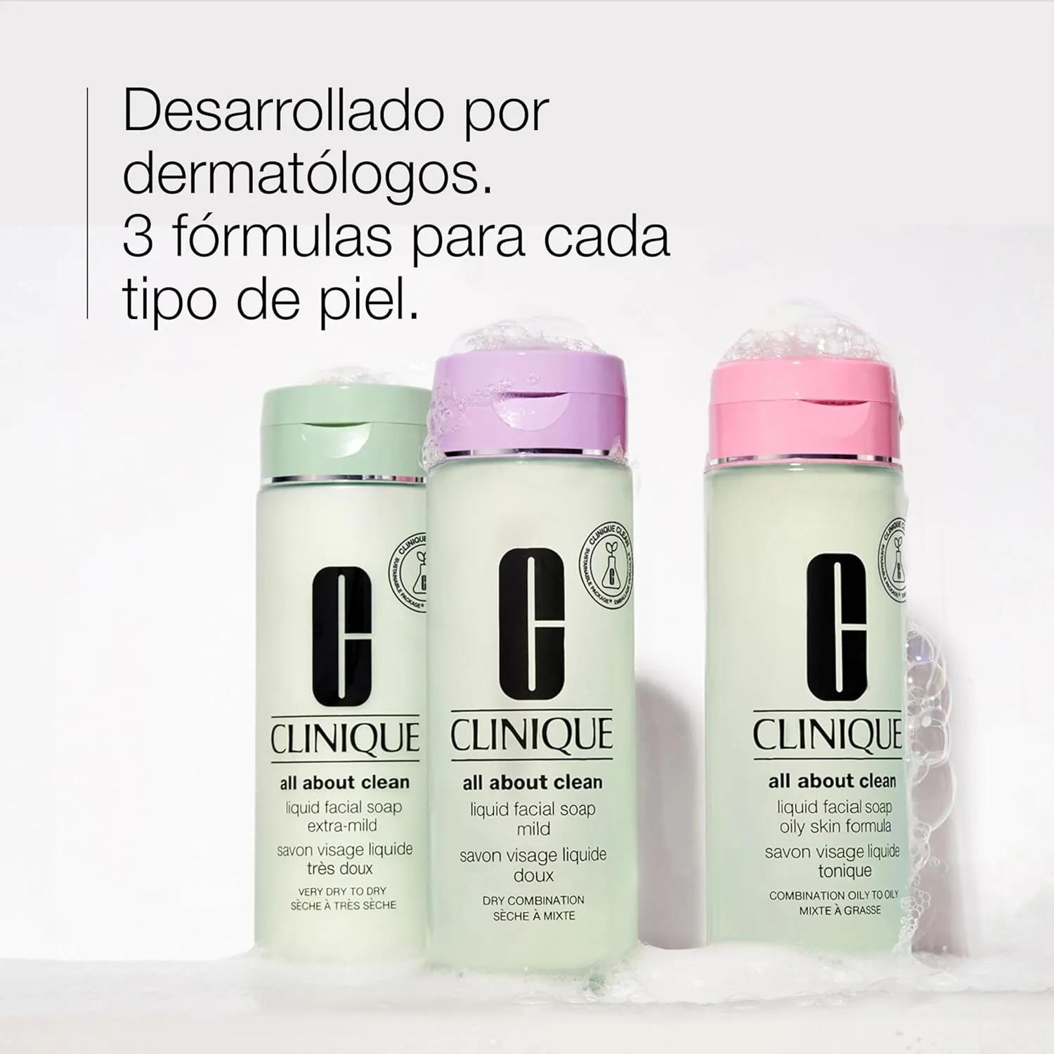 Clinique 3-Step All About Clean Liquid Gentle Facial Cleanser Soap | Гель для умывания для сухой и комбинированной кожи | Тип 2, 13,5 жидких унций (упаковка из 2 шт.) — фото 2