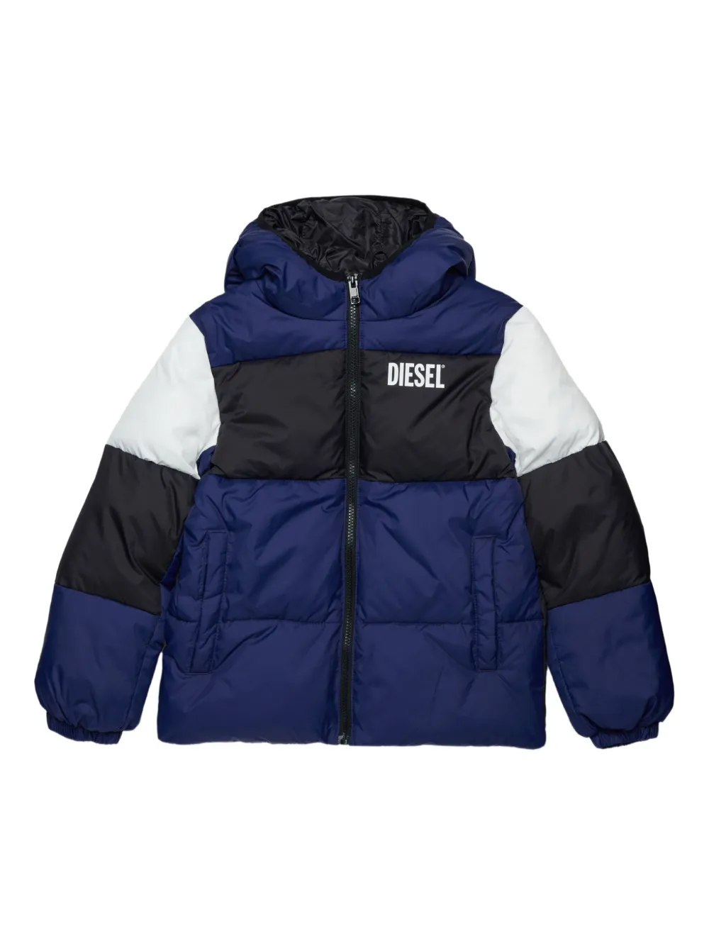 

Пуховик в стиле колор-блок Diesel Kids, синий