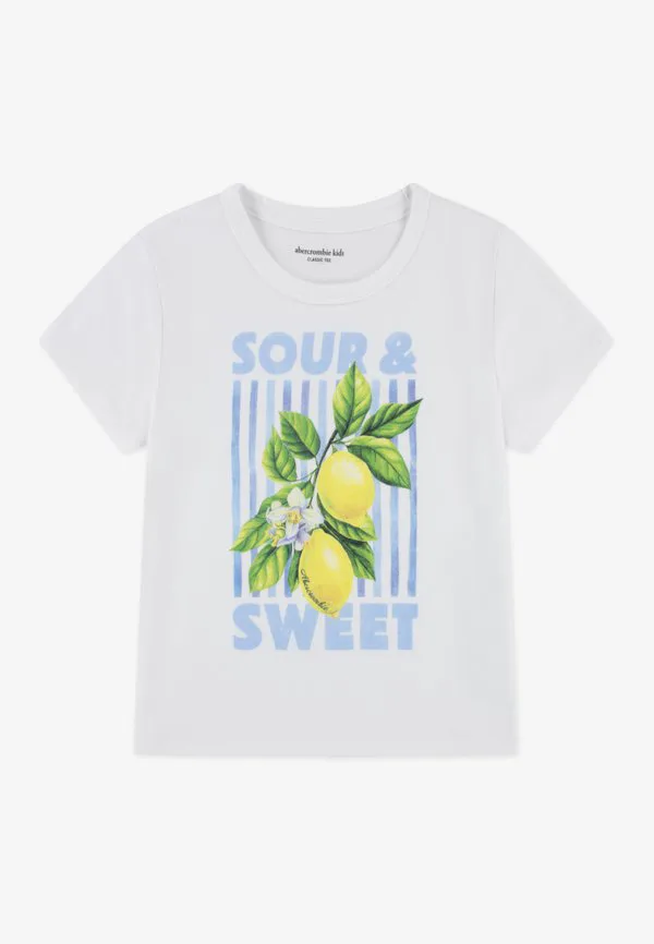 Классическая футболка с принтом «кислое и сладкое». Abercrombie & Fitch, Bright White