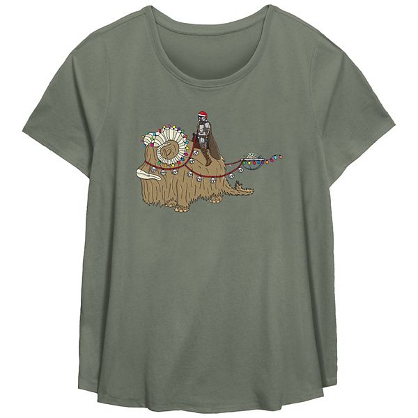

Футболка с принтом The Mandalorian Christmas Ride, plus size Star Wars