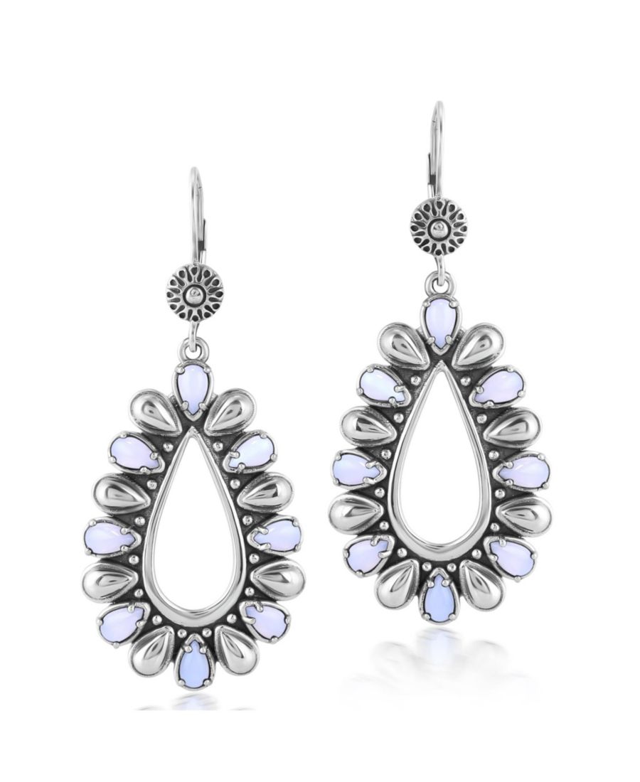 

Серьги-подвески из стерлингового серебра с голубым кружевным агатом, в форме капли, грушевидной огранки American West Jewelry, Blue