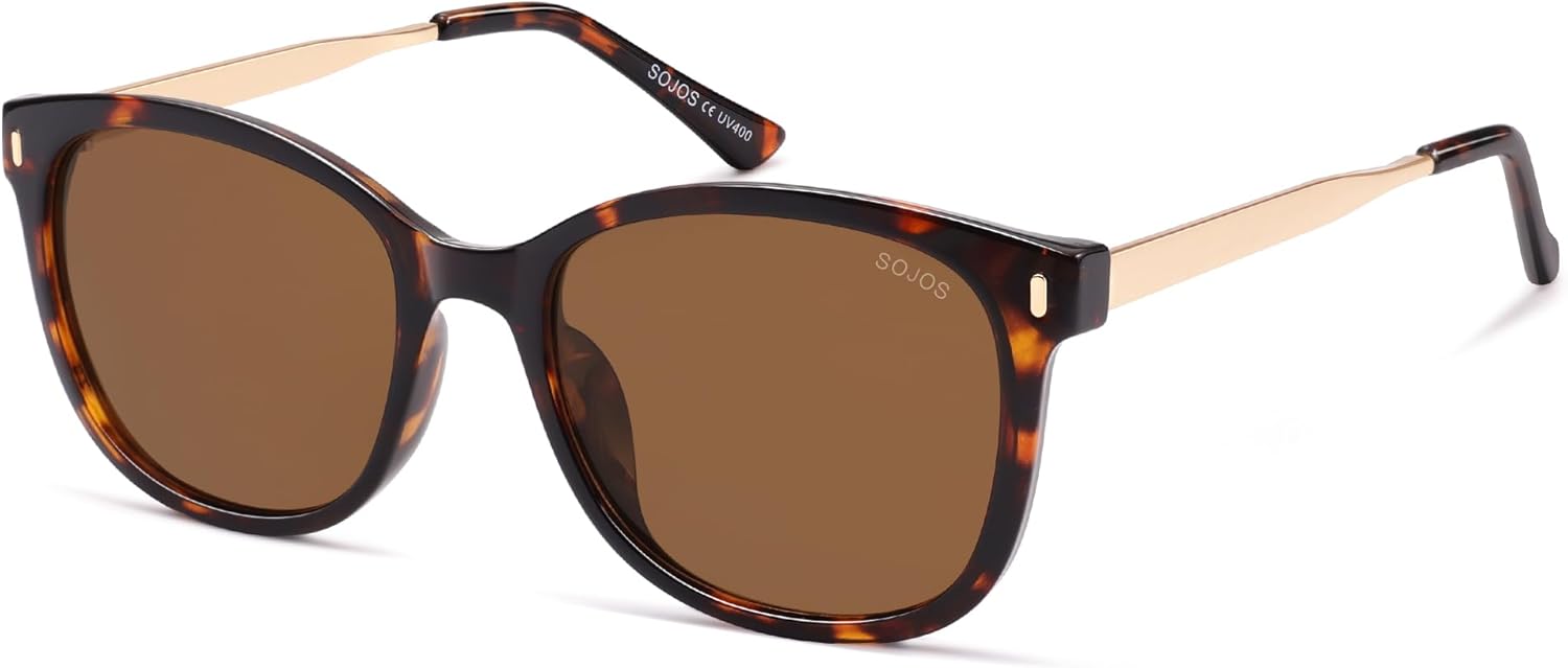 

Женские классические квадратные поляризованные солнцезащитные очки SOJOS большого размера в стиле ретро с защитой от УФ-излучения, модель SJ2640, Tortoise Frame Brown Lens