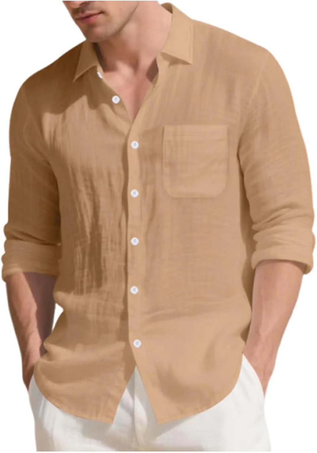 

Кардиган мужской летний-осенний с длинным рукавом и воротником-стойкой из льна