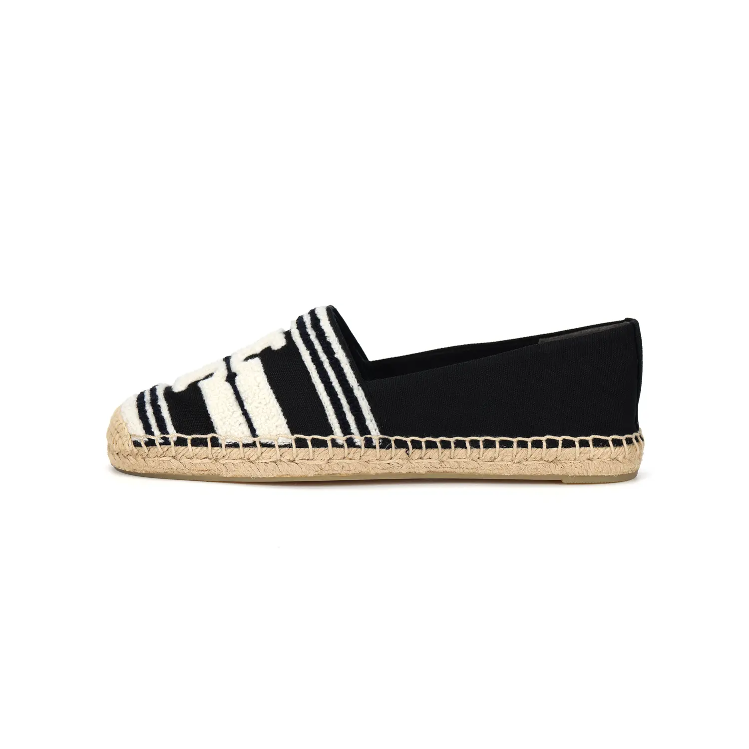 Эспадрильи в полоску с монограммой и жаккардом TORY BURCH, Black