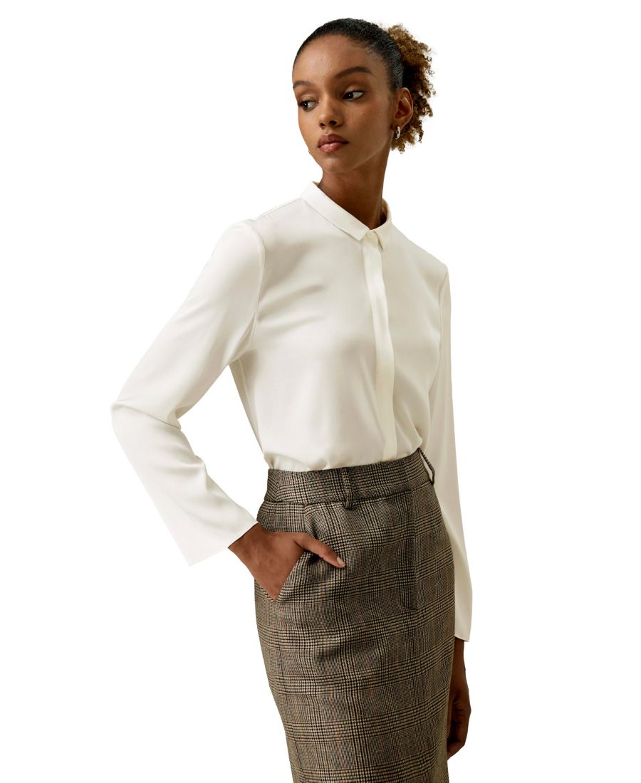 

Женская классическая шелковая рубашка с воротником LILYSILK, Natural white