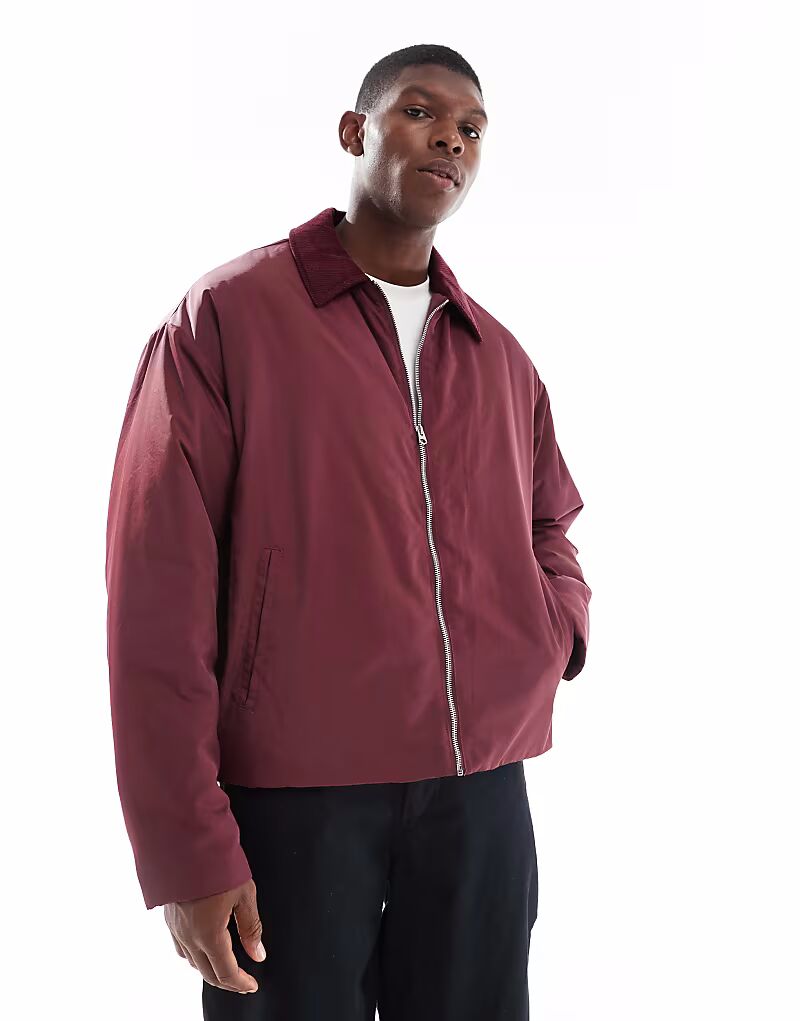 

Куртка свободного кроя с вельветовым воротником бордового цвета Asos Design