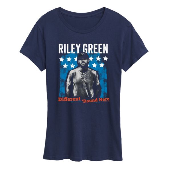 

Женская футболка Riley Green Different 'Round Here с графическим принтом Licensed Character, синий