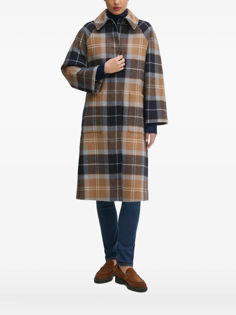 

Однобортное пальто Kira в клетку Barbour, синий