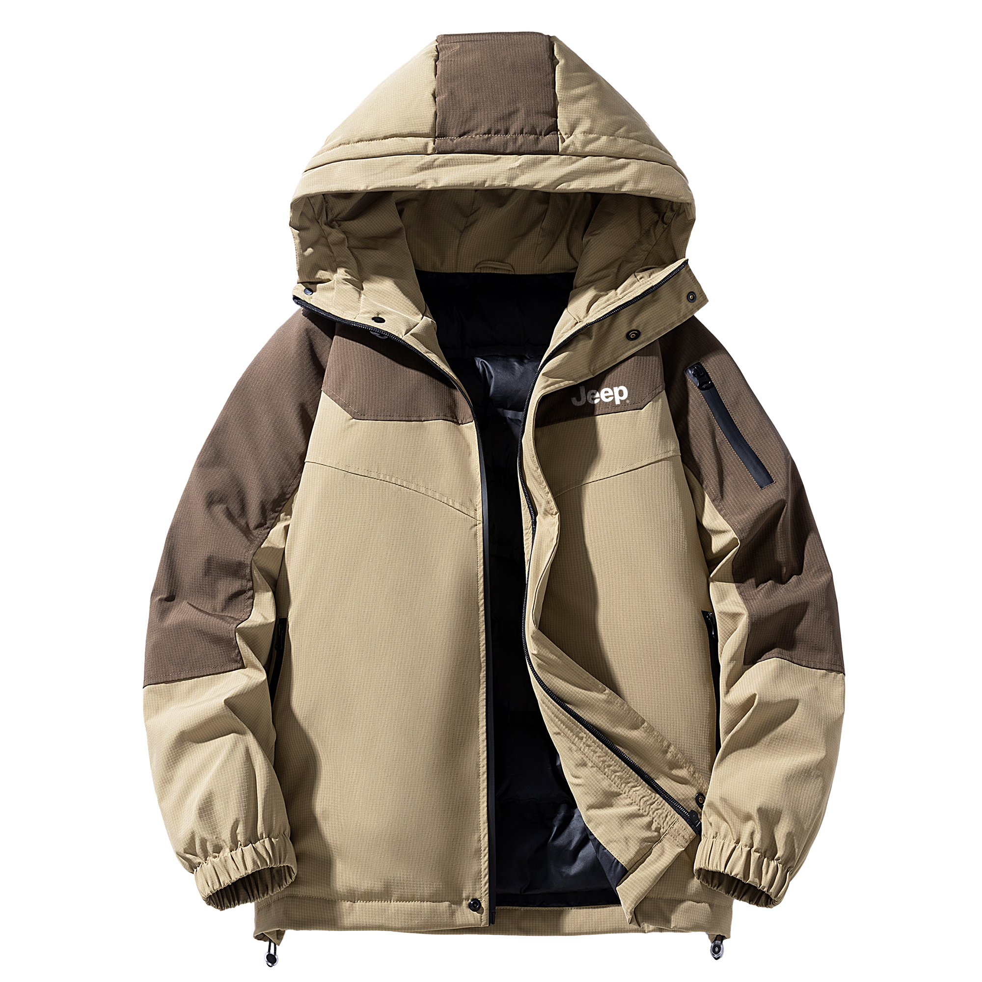 

Пуховик Unisex Hooded Thickened Jeep, светло-coffee/темно-coffee