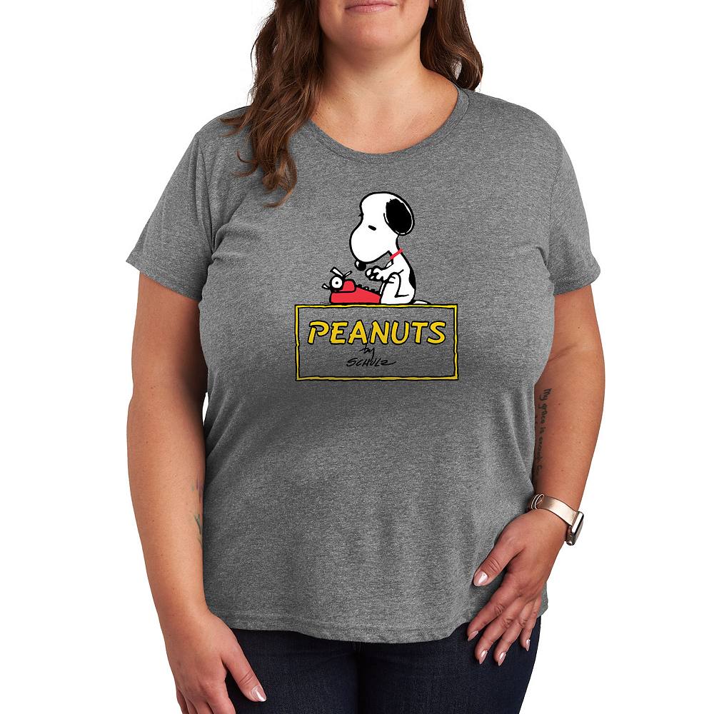 

Футболка с логотипом Plus Peanuts Snoopy Typing Licensed Character, цвет Heather Gray