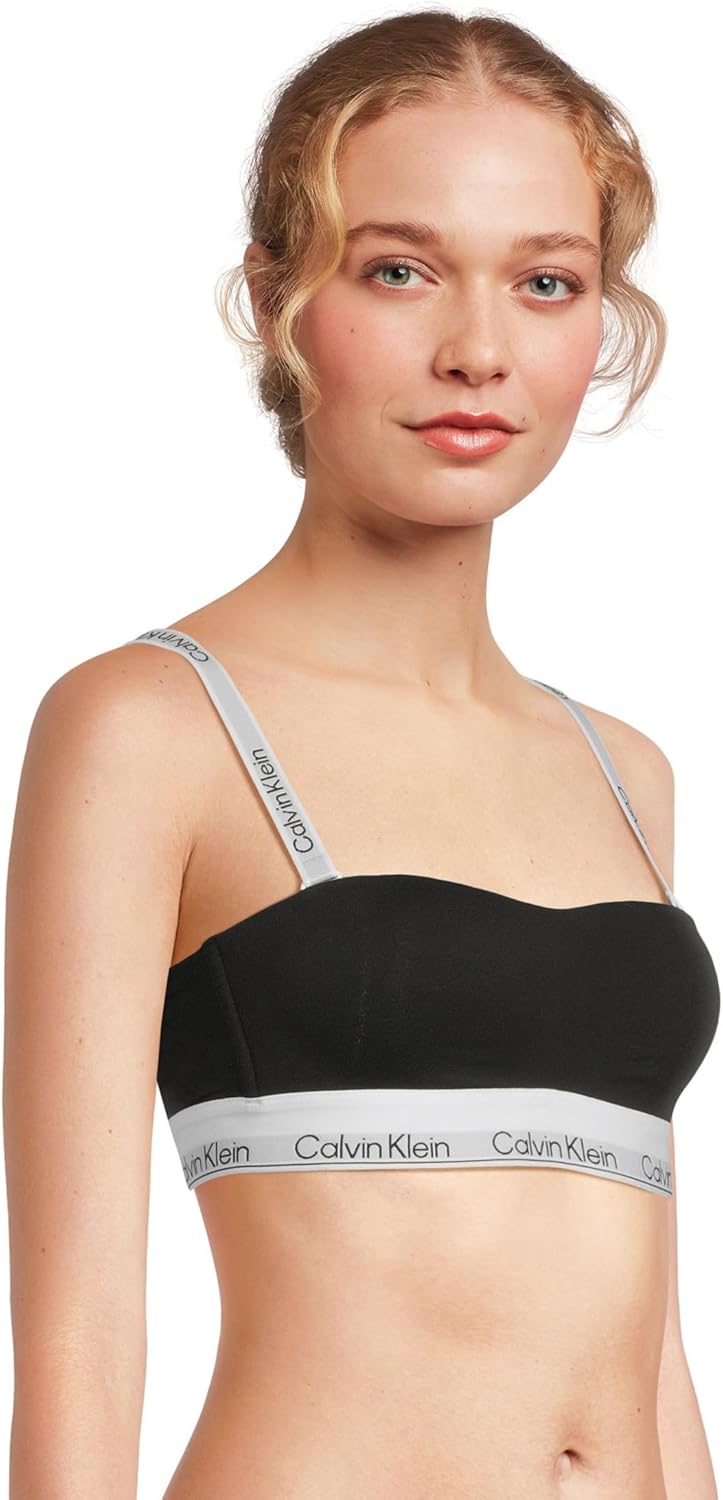 Женский бюстгальтер-бандо Calvin Klein с легкой подкладкой, из хлопка и модала, Black — фото 2