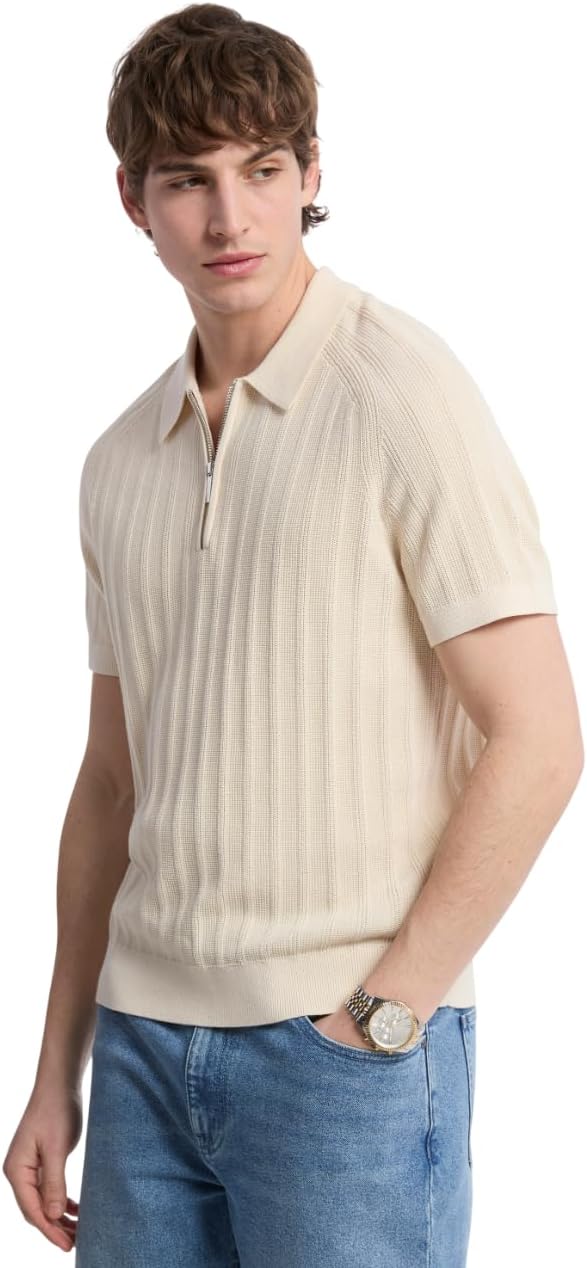 

Michael Kors мужская поло с застежкой-молнией, Soft Ecru, Бежевый, Michael Kors мужская поло с застежкой-молнией, Soft Ecru