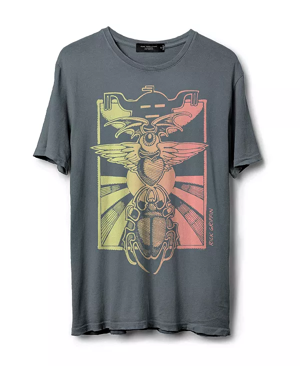 

Футболка унисекс с изображением жука-сердечка и глаз Рика Грифона. Винтажная футболка. Junk Food Clothing, серый