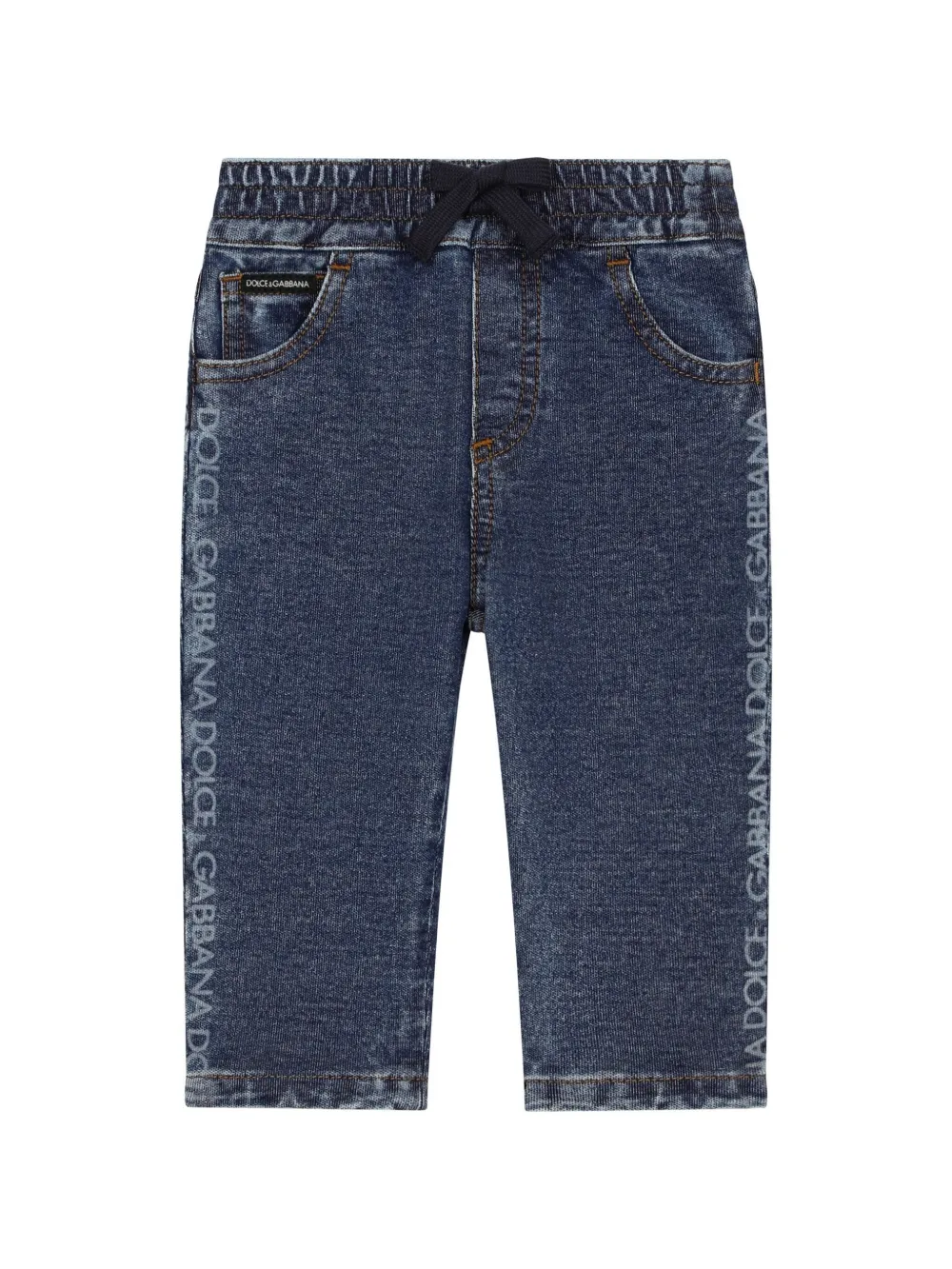 

Джинсы с пятью карманами и логотипом Dolce & Gabbana Kids, синий