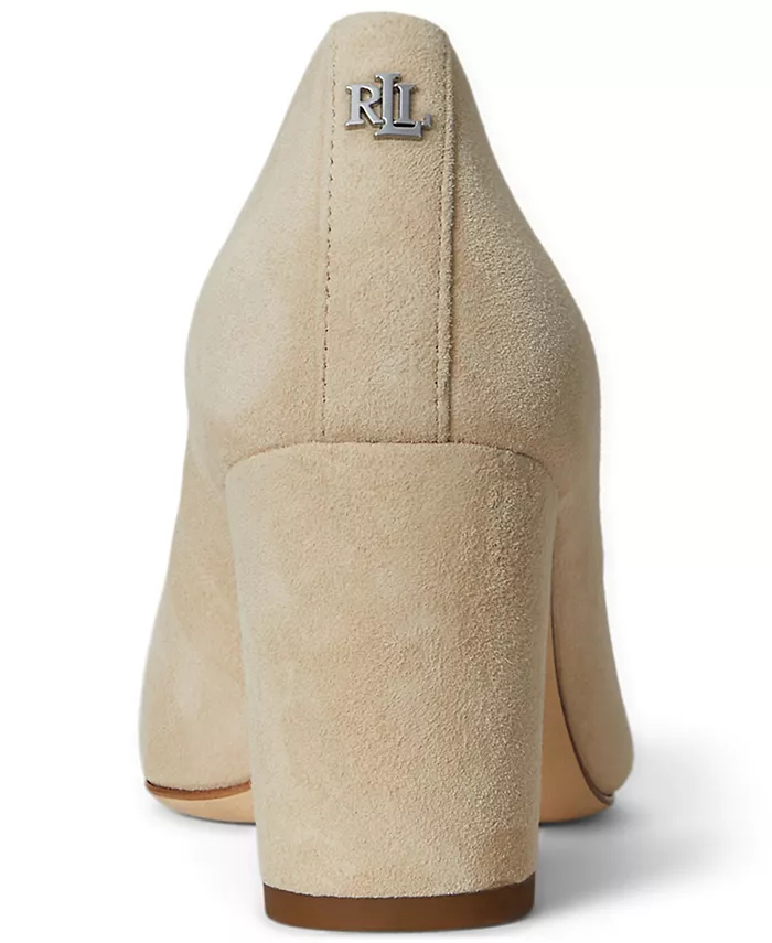 Женские туфли-лодочки Lanette на блочном каблуке из замши Lauren Ralph Lauren, загар/бежевый — фото 3