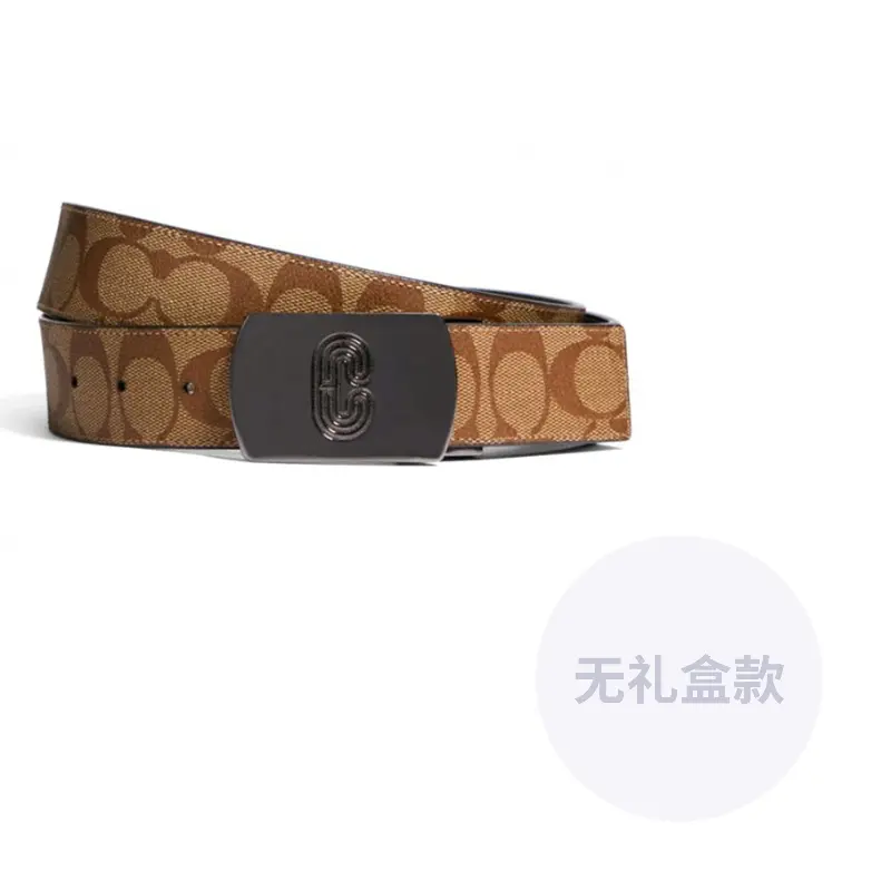 

COACH Кожаный мужской ремень шириной 3,8 см, Khaki/Black