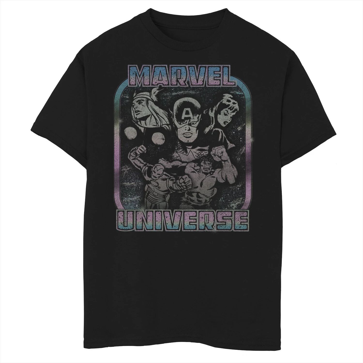 

Футболка с потертым портретом для мальчиков 8–20 лет «Marvel The Avengers Marvel Universe» Marvel, черный