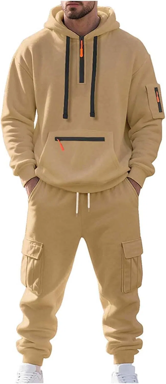 Спортивный костюм 2 предмета, дышащий, худи и джоггеры, Khaki