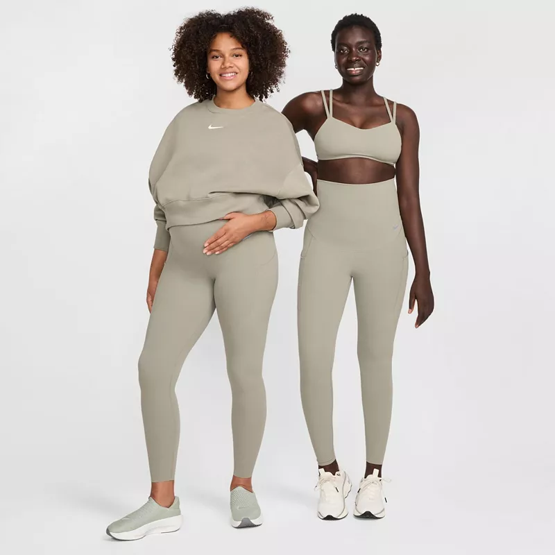 Женские леггинсы с высокой талией и мягкой поддержкой Nike Zenvy для беременные размером 7/8, цвет Light Army — фото 2