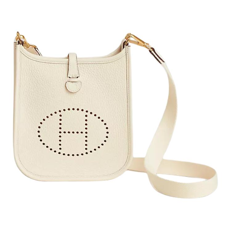 

HERMES Сумка через плечо Evelyne Clemence из телячьей кожи кремово-белого цвета