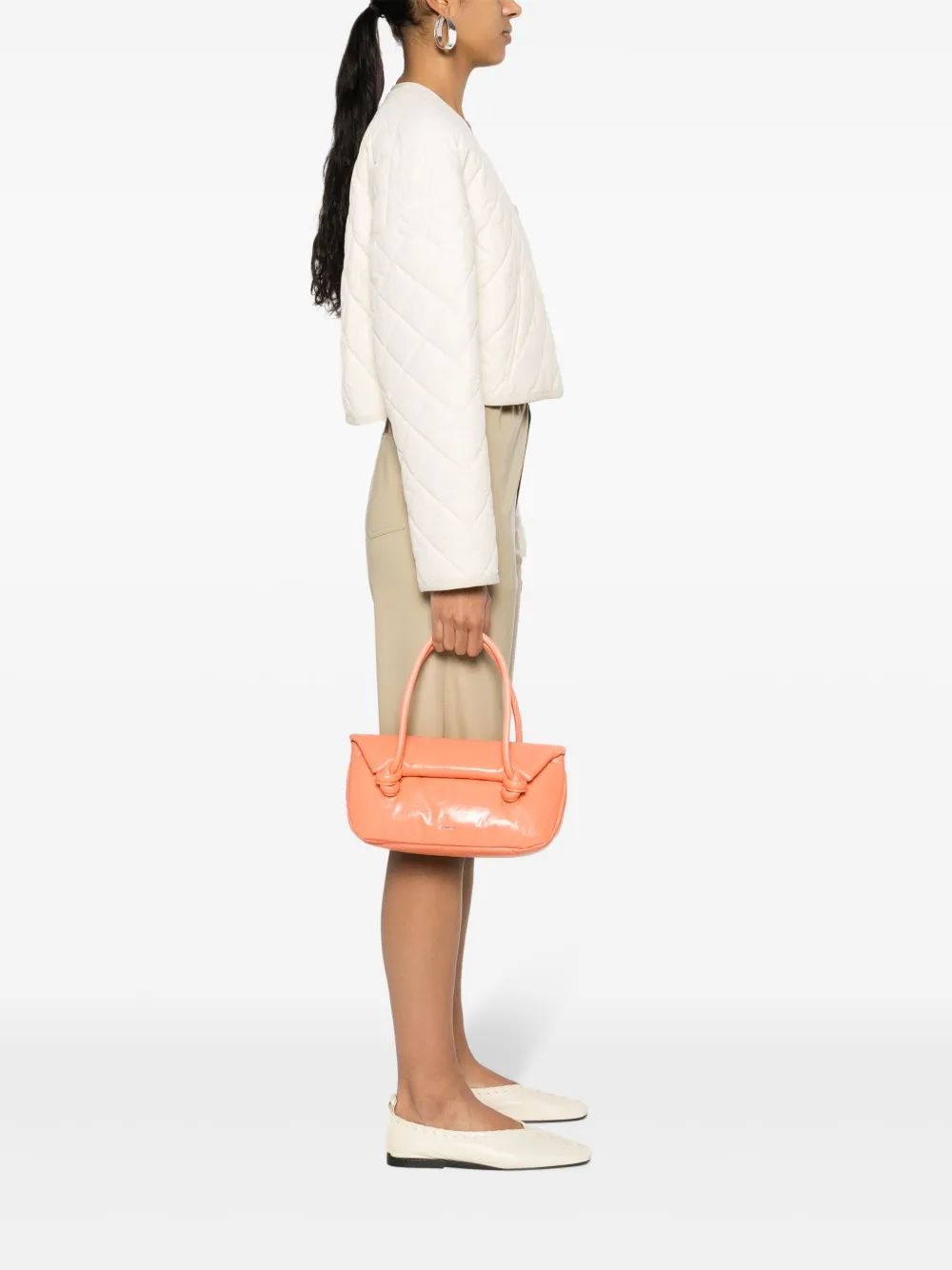Маленькая дутая сумка-тоут JIL SANDER, оранжевый — фото 2