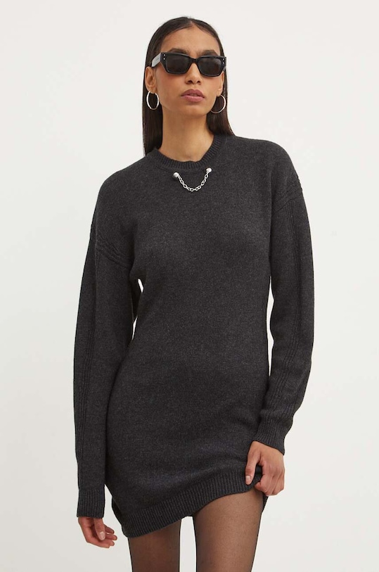 

Шерстяное платье Moschino Jeans, серый