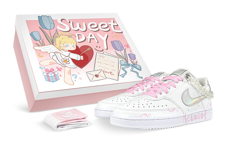 

Кроссовки Nike Court Vision 1 Skateboard Shoes Women's Low-Top White Pink
