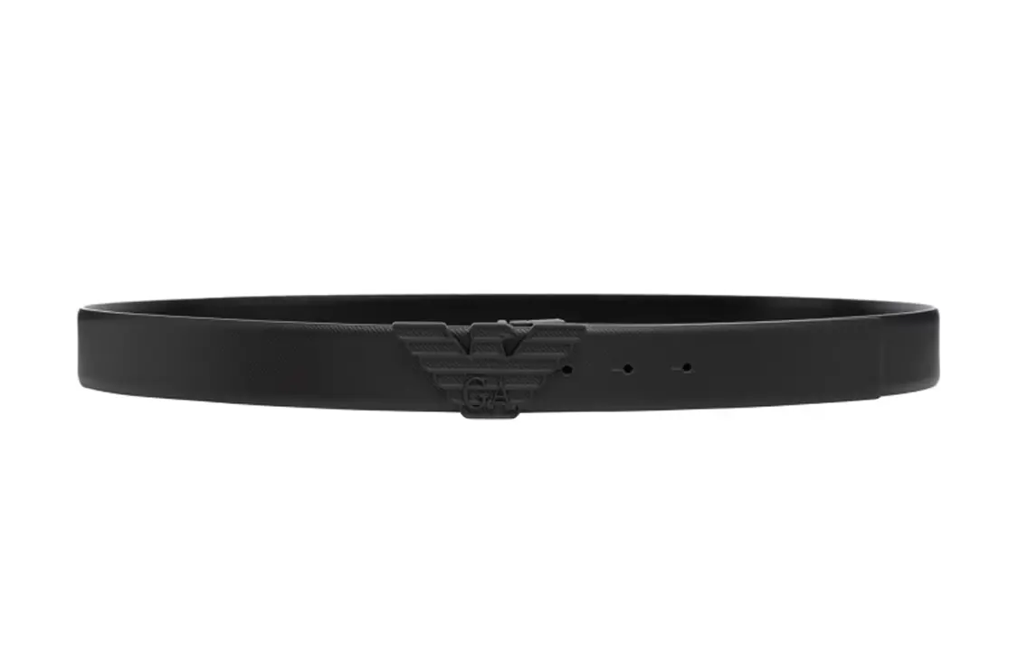 

EMPORIO ARMANI Кожаный мужской ремень черный шириной 3.5 см, Black